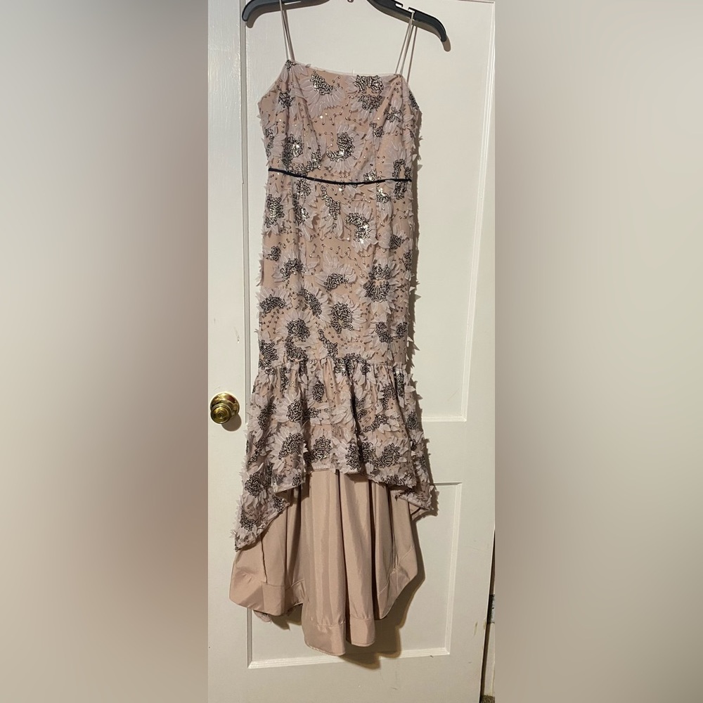 Gianni bini pink beaded high low prom dress